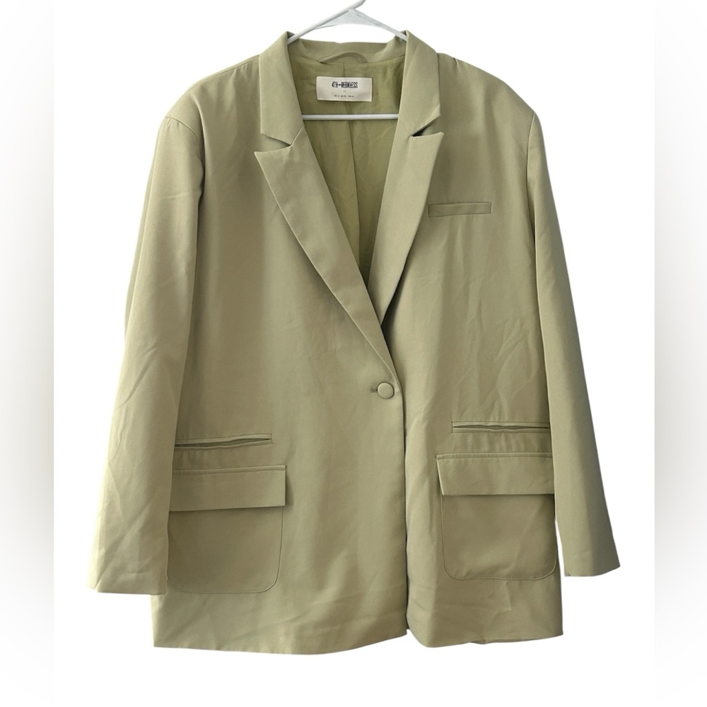 4th + Reckless Oversized Blazer XXL Sage Green Single Button Office Workwear